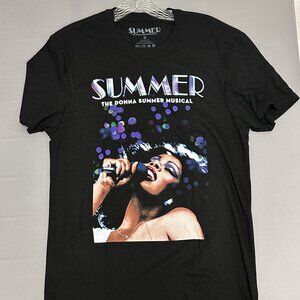 Donna Summer Musical Concert Tee Black Graphic Songs List T Shirt Women's size M